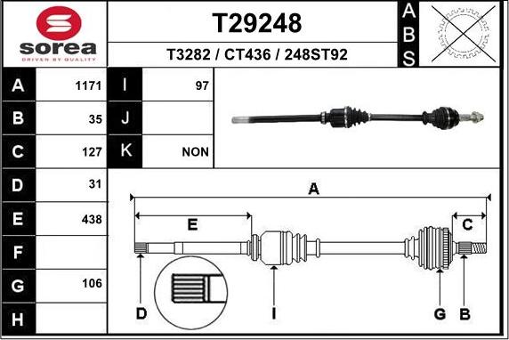 EAI T29248 - Приводной вал autospares.lv