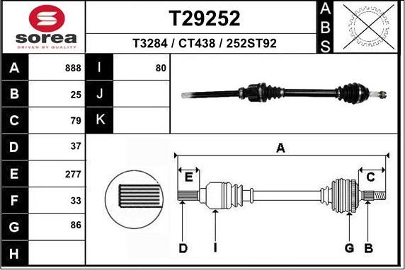 EAI T29252 - Приводной вал autospares.lv