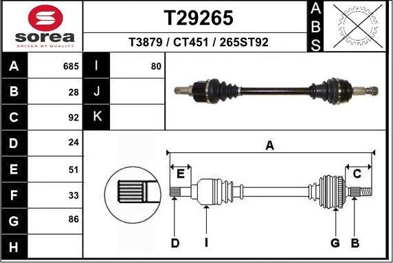 EAI T29265 - Приводной вал autospares.lv