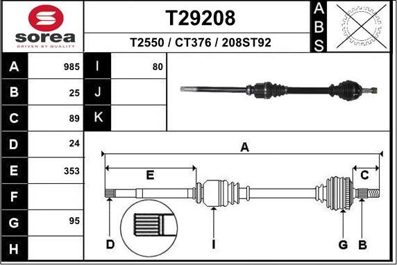 EAI T29208 - Приводной вал autospares.lv