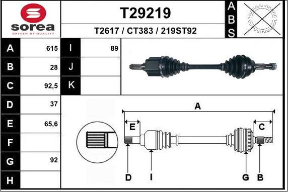 EAI T29219 - Приводной вал autospares.lv