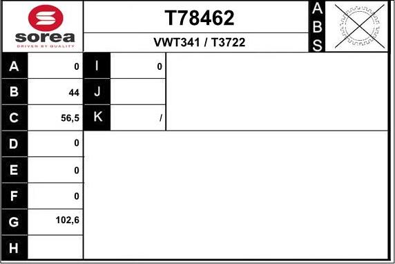 EAI T78462 - Приводной вал autospares.lv