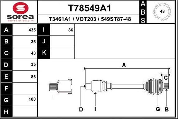 EAI T78549A1 - Приводной вал autospares.lv