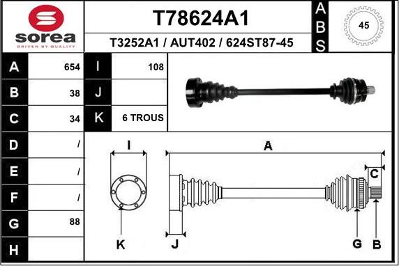 EAI T78624A1 - Приводной вал autospares.lv