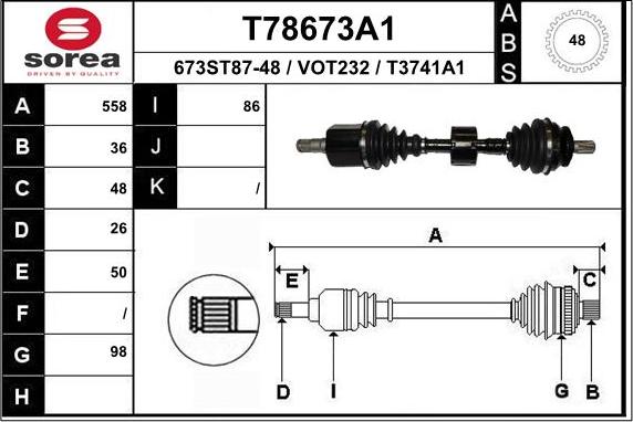 EAI T78673A1 - Приводной вал autospares.lv