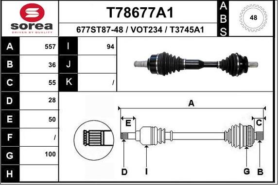 EAI T78677A1 - Приводной вал autospares.lv