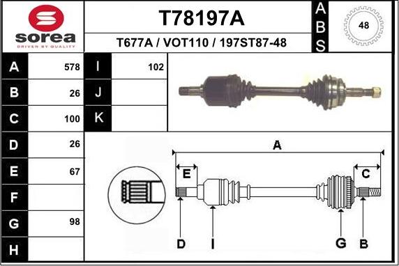 EAI T78197A - Приводной вал autospares.lv