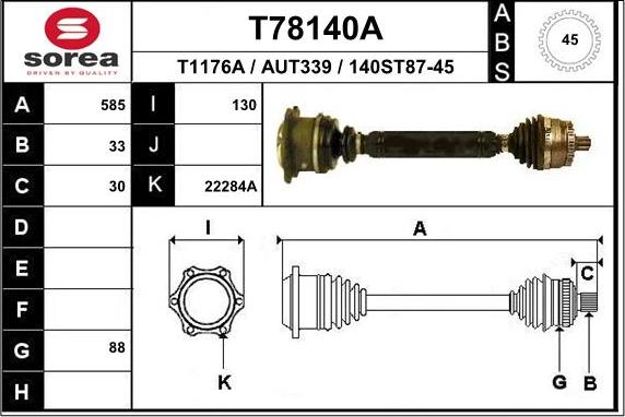 EAI T78140A - Приводной вал autospares.lv