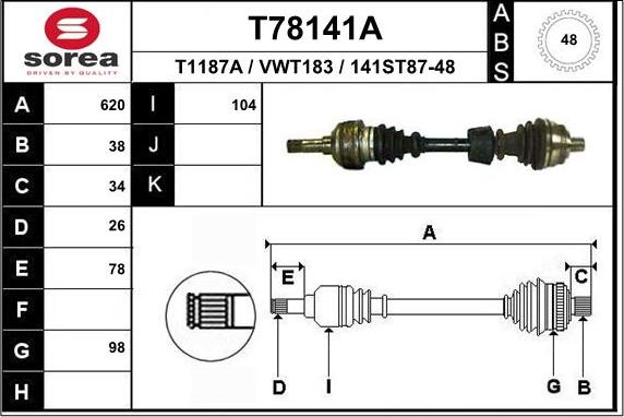 EAI T78141A - Приводной вал autospares.lv