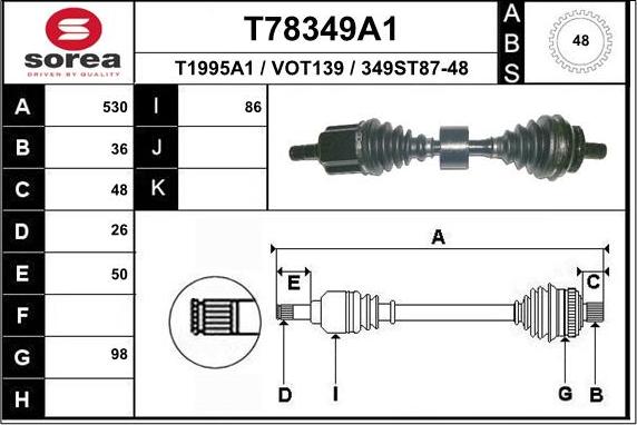 EAI T78349A1 - Приводной вал autospares.lv