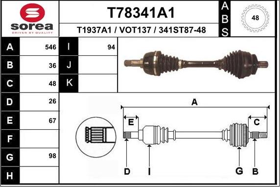 EAI T78341A1 - Приводной вал autospares.lv