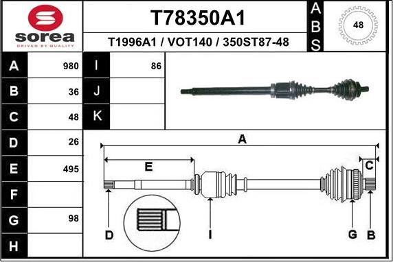 EAI T78350A1 - Приводной вал autospares.lv