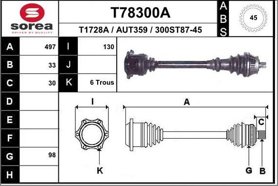 EAI T78300A - Приводной вал autospares.lv