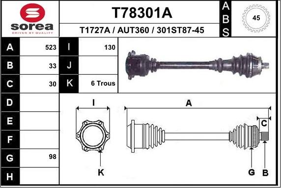 EAI T78301A - Приводной вал autospares.lv