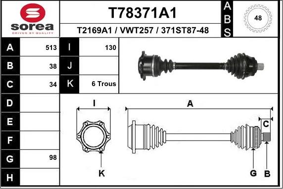 EAI T78371A1 - Приводной вал autospares.lv