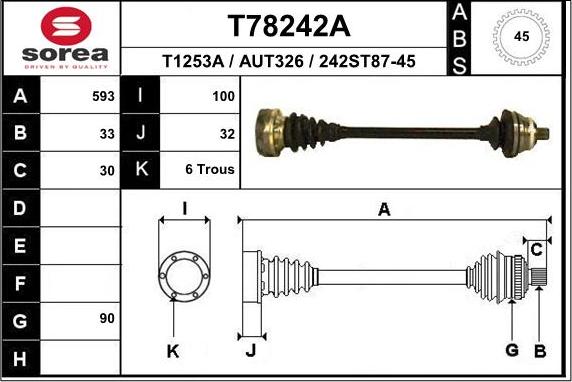 EAI T78242A - Приводной вал autospares.lv