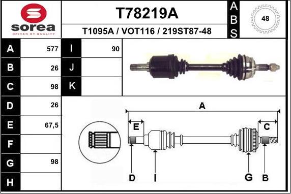 EAI T78219A - Приводной вал autospares.lv