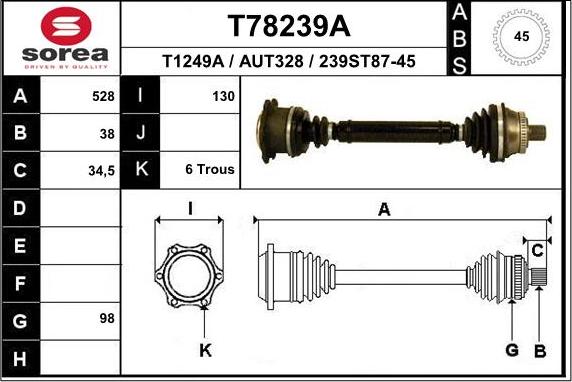 EAI T78239A - Приводной вал autospares.lv