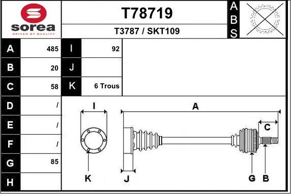 EAI T78719 - Приводной вал autospares.lv