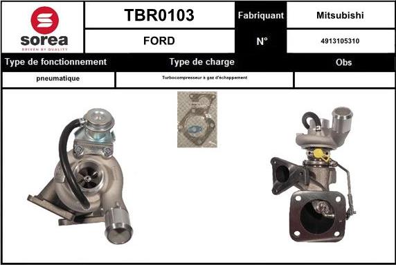 EAI TBR0103 - Турбина, компрессор autospares.lv