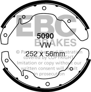 EBC Brakes 5090 - Комплект тормозных колодок, барабанные autospares.lv