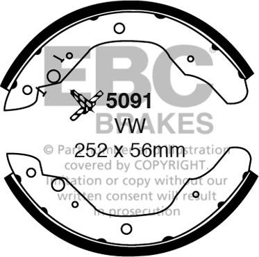 EBC Brakes 5091 - Комплект тормозных колодок, барабанные autospares.lv