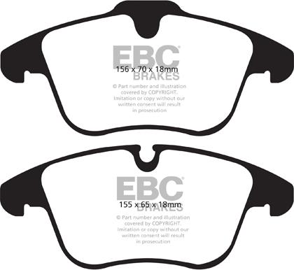 EBC Brakes DP41911R - Тормозные колодки, дисковые, комплект autospares.lv