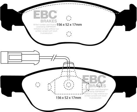 EBC Brakes DP41060R - Тормозные колодки, дисковые, комплект autospares.lv