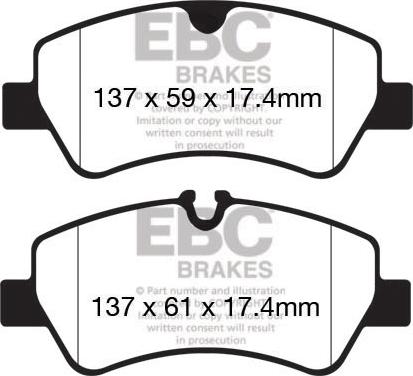 EBC Brakes DPX2152 - Тормозные колодки, дисковые, комплект autospares.lv