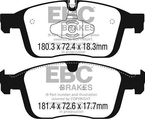 EBC Brakes DP42296R - Тормозные колодки, дисковые, комплект autospares.lv