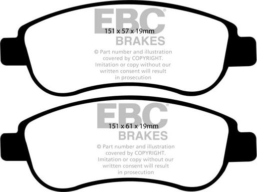 EBC Brakes DP41951R - Тормозные колодки, дисковые, комплект autospares.lv