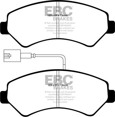 EBC Brakes DP1969 - Тормозные колодки, дисковые, комплект autospares.lv