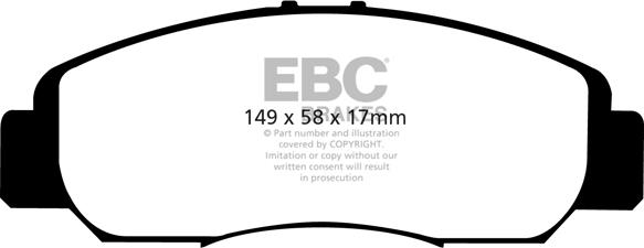 EBC Brakes DP1669 - Тормозные колодки, дисковые, комплект autospares.lv