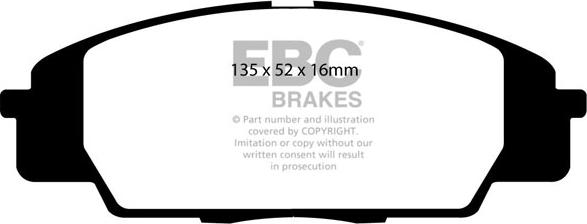 EBC Brakes DP51254NDX - Тормозные колодки, дисковые, комплект autospares.lv
