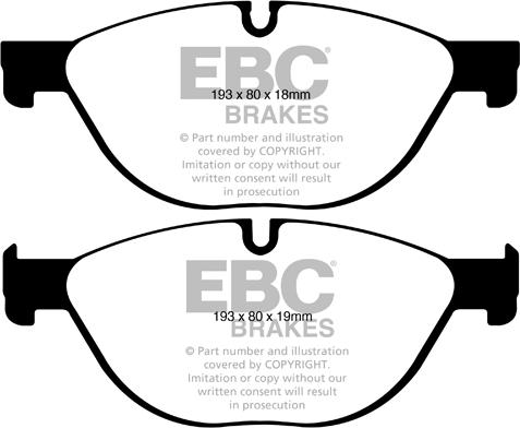 EBC Brakes DPX2019 - Тормозные колодки, дисковые, комплект autospares.lv