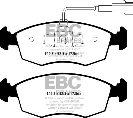 EBC Brakes DPX2141 - Тормозные колодки, дисковые, комплект autospares.lv