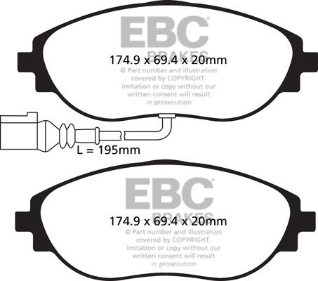 EBC Brakes DP42127R - Тормозные колодки, дисковые, комплект autospares.lv