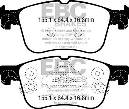 EBC Brakes DP42372R - Тормозные колодки, дисковые, комплект autospares.lv