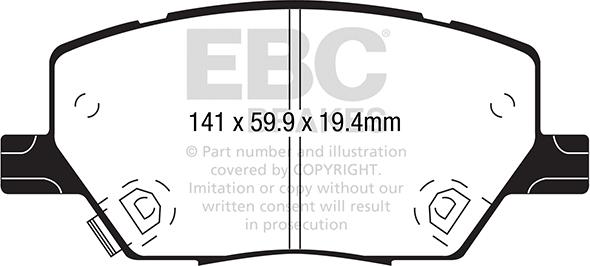 EBC Brakes DPX2239 - Тормозные колодки, дисковые, комплект autospares.lv