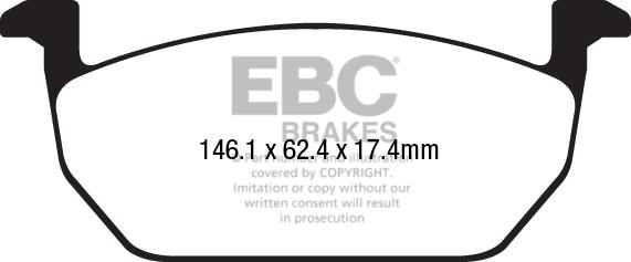 EBC Brakes DPX2225 - Тормозные колодки, дисковые, комплект autospares.lv