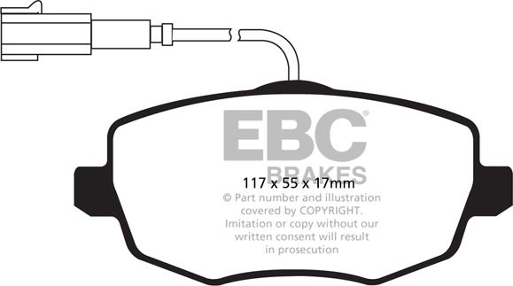 EBC Brakes DPX2044 - Тормозные колодки, дисковые, комплект autospares.lv