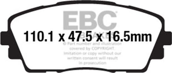 EBC Brakes DPX2163 - Тормозные колодки, дисковые, комплект autospares.lv