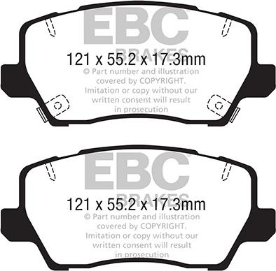 EBC Brakes DPX2367 - Тормозные колодки, дисковые, комплект autospares.lv