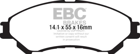 EBC Brakes DPX2217 - Тормозные колодки, дисковые, комплект autospares.lv