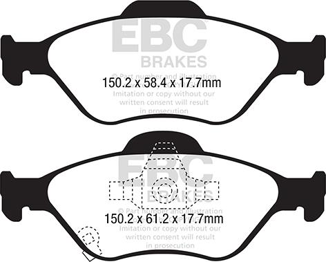 EBC Brakes DPX2288 - Тормозные колодки, дисковые, комплект autospares.lv