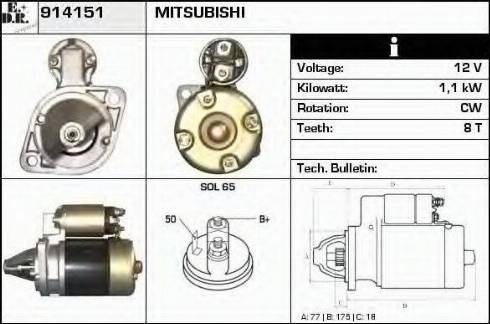 EDR 914151 - Стартер autospares.lv