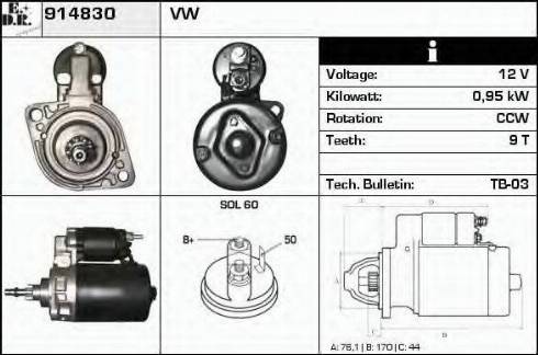 EDR 914830 - Стартер autospares.lv