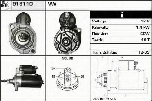 EDR 916110 - Стартер autospares.lv