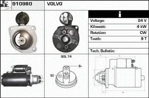 EDR 910980 - Стартер autospares.lv