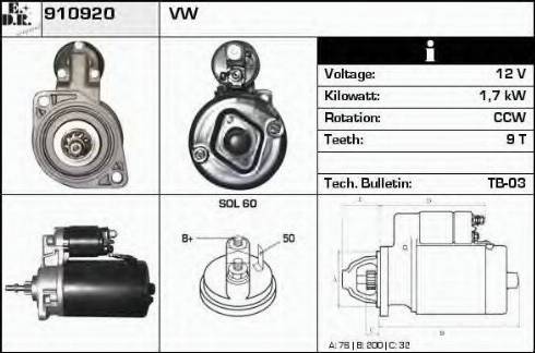 EDR 910920 - Стартер autospares.lv